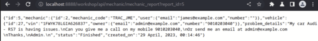 Information on our vehicle